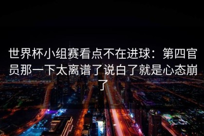 世界杯小组赛看点不在进球：第四官员那一下太离谱了说白了就是心态崩了