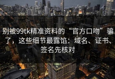 别被99tk精准资料的“官方口吻”骗了，这些细节最露馅：域名、证书、签名先核对