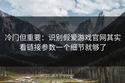 冷门但重要：识别假爱游戏官网其实看链接参数一个细节就够了