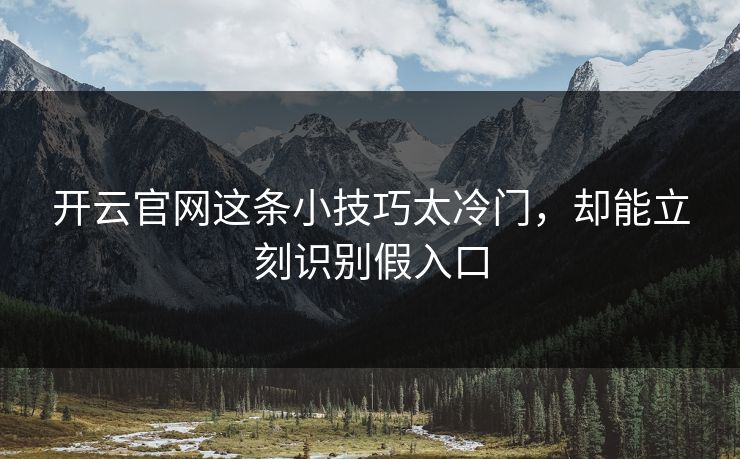 开云官网这条小技巧太冷门，却能立刻识别假入口