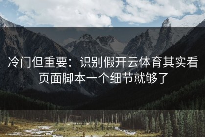 冷门但重要：识别假开云体育其实看页面脚本一个细节就够了