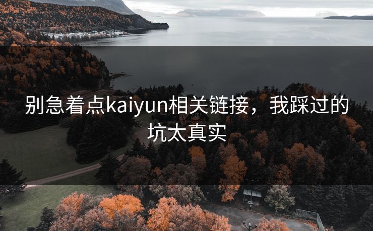别急着点kaiyun相关链接，我踩过的坑太真实