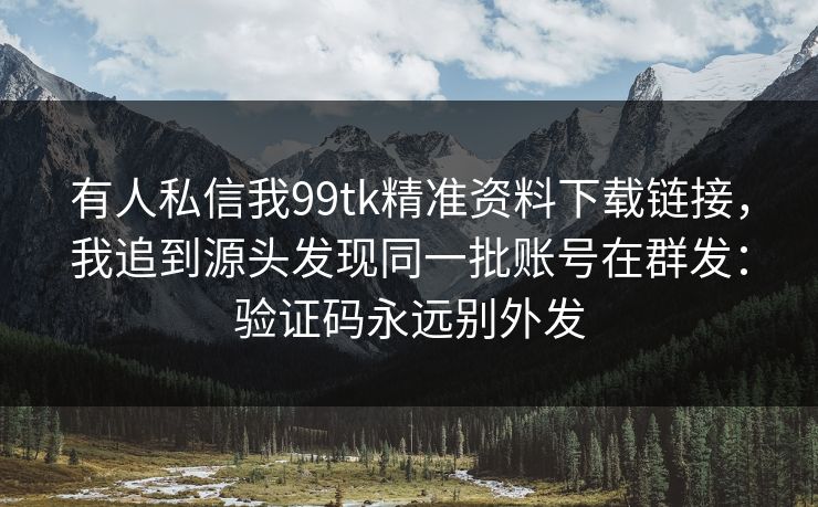 有人私信我99tk精准资料下载链接，我追到源头发现同一批账号在群发：验证码永远别外发